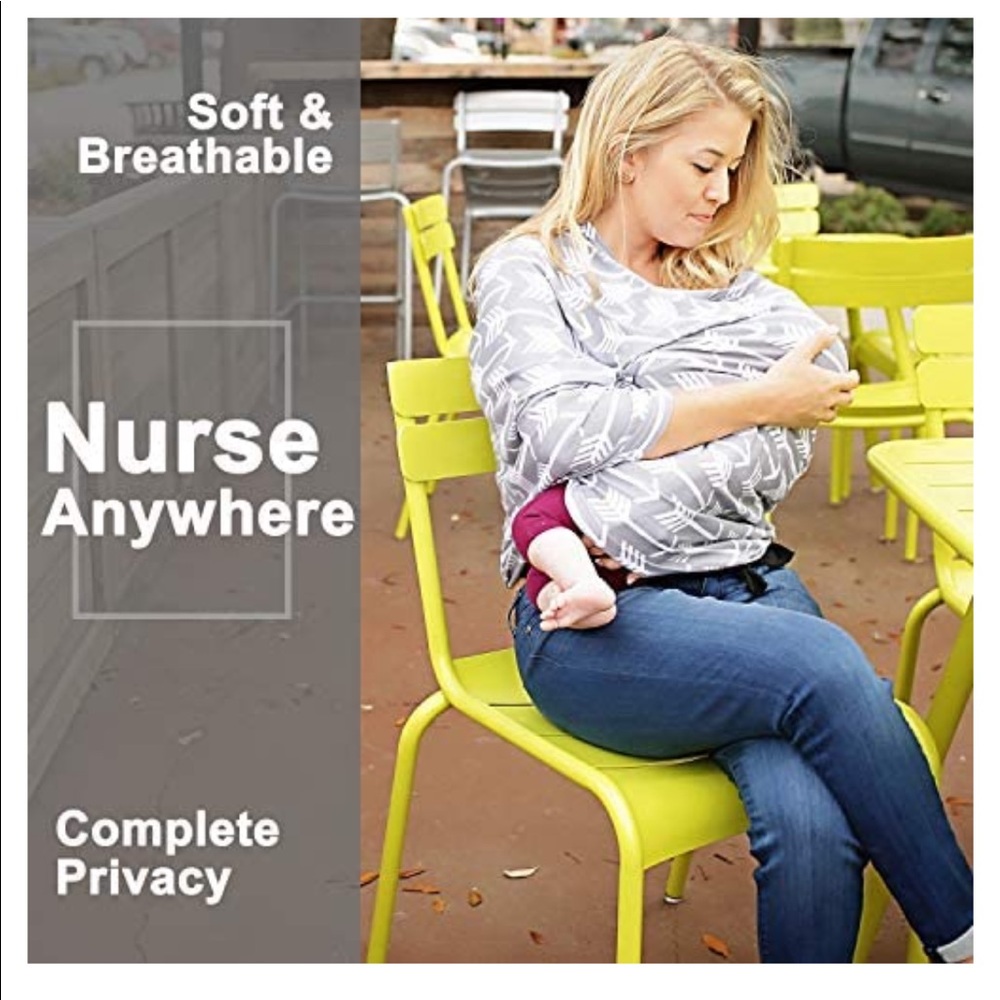 KIDS N SUCH 4 in 1 Multi Use Nursing Cover Gray White Black One Size - Picture 5 of 5